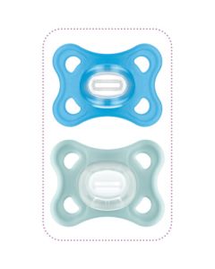 MAM Sucettes Comfort Silicone 2-6 mois x2 Bleu + Boîte de stérilisation
