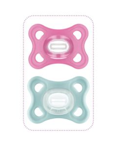 MAM Sucettes Comfort Silicone 2-6 mois x2 Rose + Boîte de stérilisation