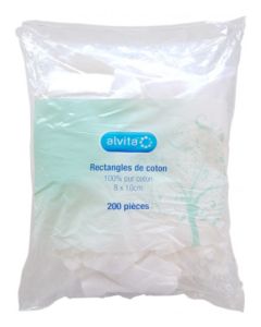 Alvita Rectangle de Coton 100% Pur Coton 8x10cm - 200 Pièces