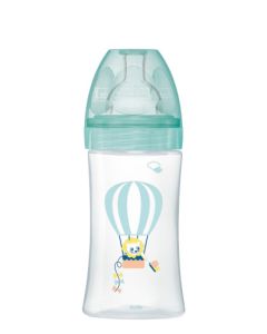 Dodie Biberon London Sensation + Anti-Colique en Verre 0-6 mois Tétine Plate Débit 2