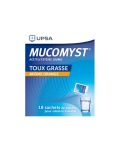 UPSA Mucomyst Acétylcystéine 200mg Arôme Orange 18 Sachets