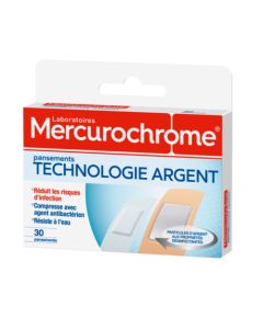 Mercurochrome Pansements Technologie Argent 30 Unités