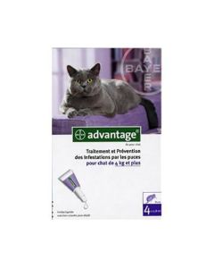 Bayer Advantage 80 Solution Antipuce Pour Chat et Lapin de 4kg + 4 Pipettes