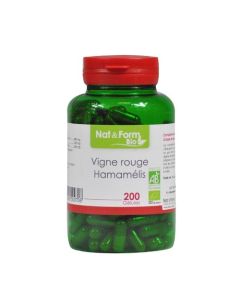 Nat&Form Vigne Rouge Hamamélis Bio 200 Gélules