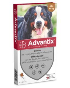 Advantix Antiparasitaire Grand Chien 40 à 60kg 4 pipettes 