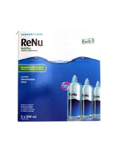 Renu Multiplus Fraicheur et Confort Solution Multifonctions Lentilles Souples  3 Flacons de 360ml + 3 Étuis