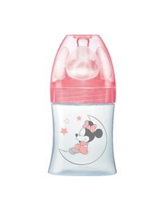 Dodie Biberon Sensation+ 150ml Rose Minnie 0-6 Mois Tétine Plate Débit 1