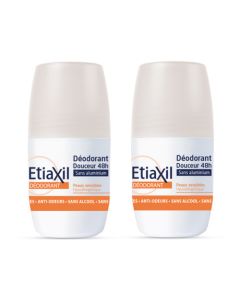 Etiaxil Déodorant Douceur 48H Sans Aluminium Roll-On Lot de 2x50ml