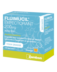 Fluimucil Expectorant 200mg Adultes Granulés pour Solution Buvable 18 sachets            
