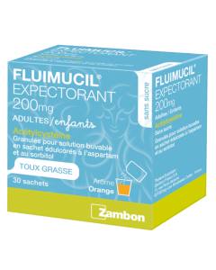 Fluimucil Expectorant 200mg Adultes Granulés pour Solution Buvable 30 sachets           