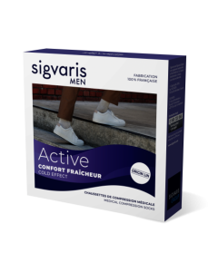 Sigvaris Chaussettes de Contention Homme  Active Confort Fraîcheur SL Écru 1 Paire