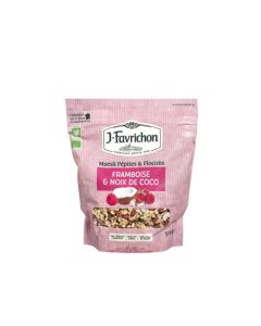 Favrichon Muesli Pépites & Flocons Framboise Noix de coco Sachet refermable 500g