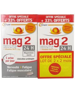Mag2 24H Formule Renforcée Lot de 2 x 60 Comprimés