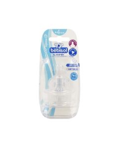 Bébisol Tétine Col Large Silicone Liquide Epais +4 Mois X2