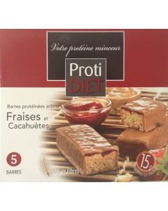 Protidiet Barres Protéinées Arôme Fraise et Cacahuètes 5 Barres